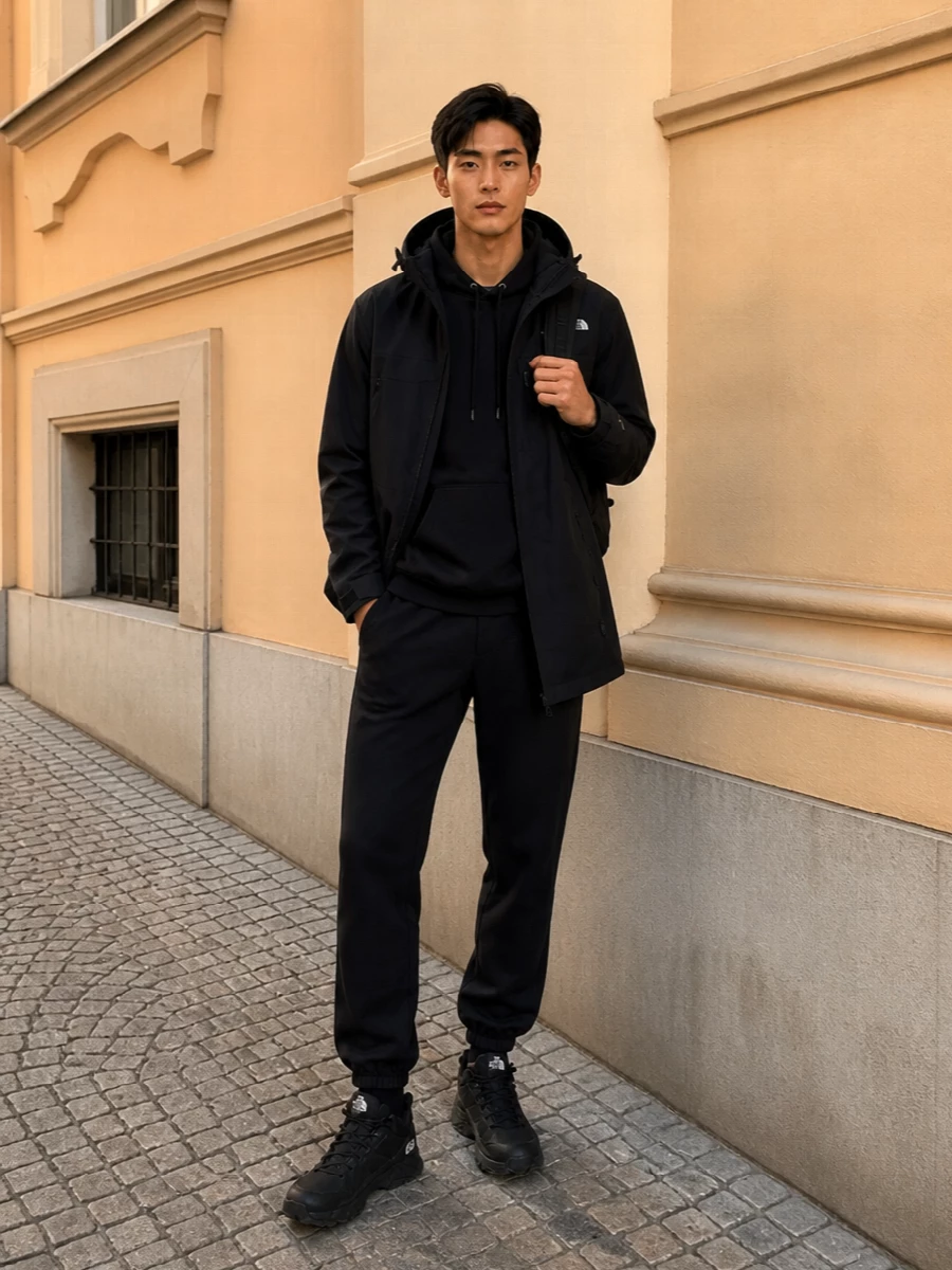 The north face black shell jogger outfit