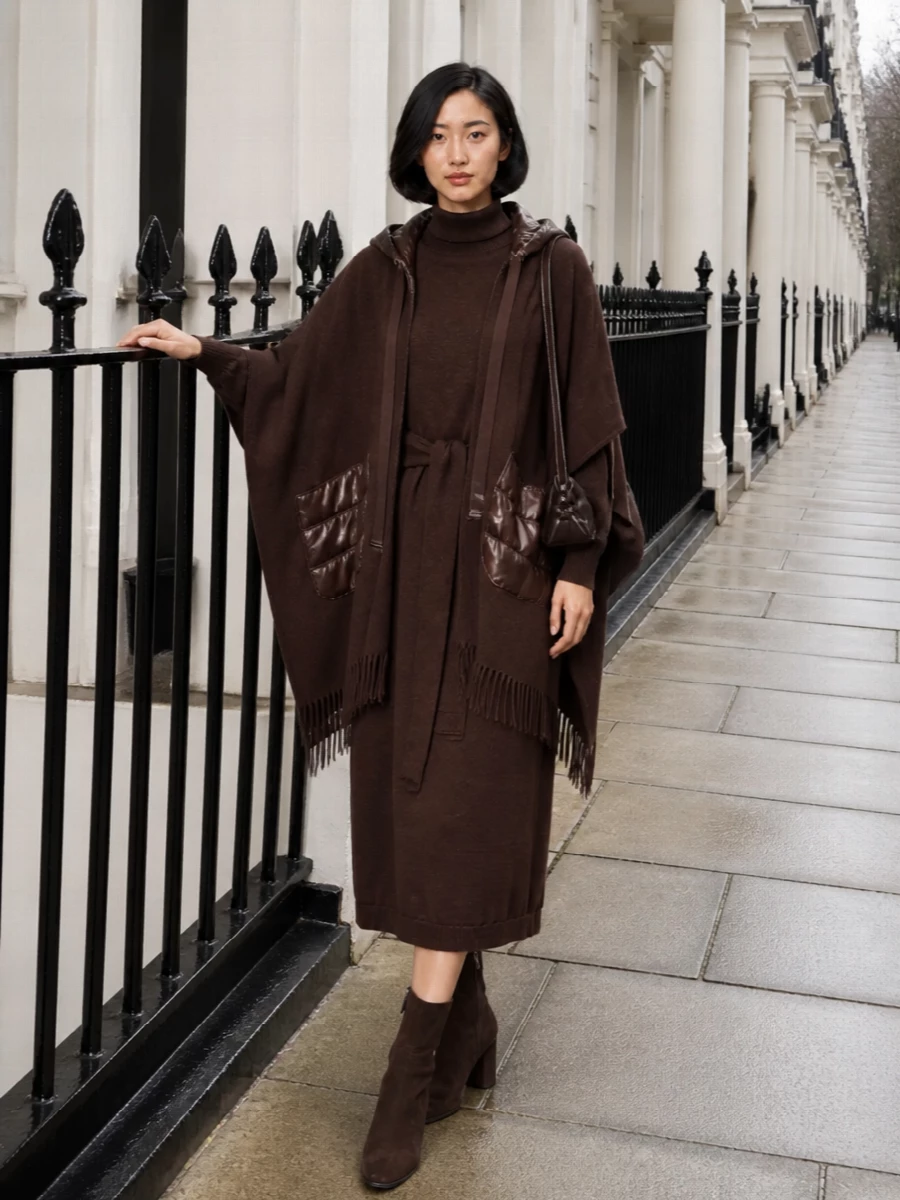 Lemaire knit dress herno poncho ankle boots