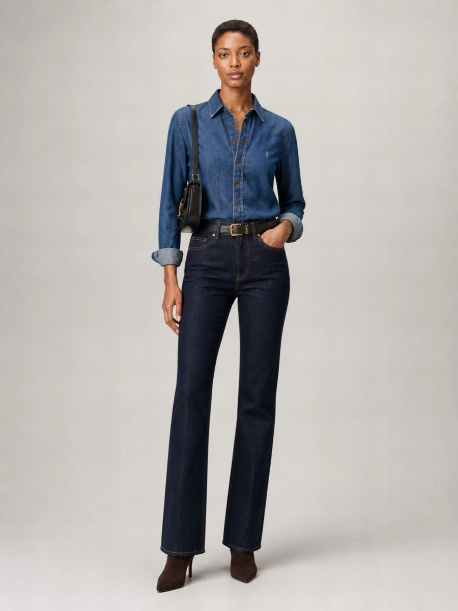 Saint Laurent cropped denim shirt