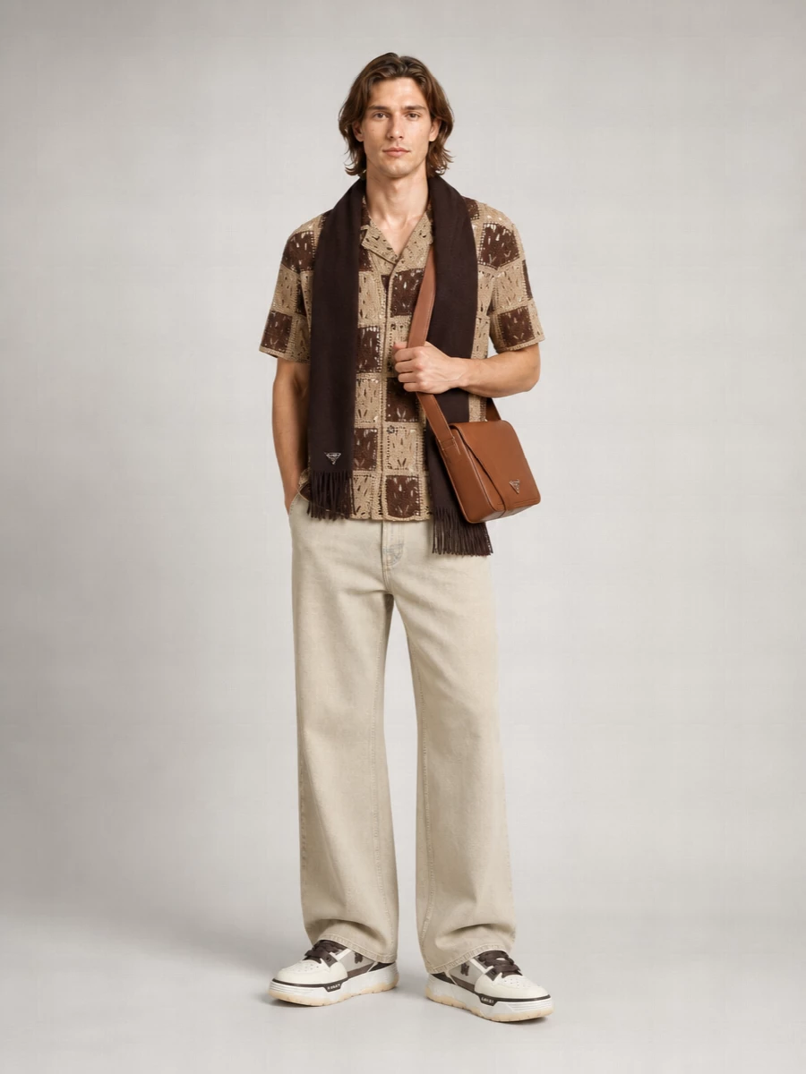 Amiri Two-Tone Crochet Shirt