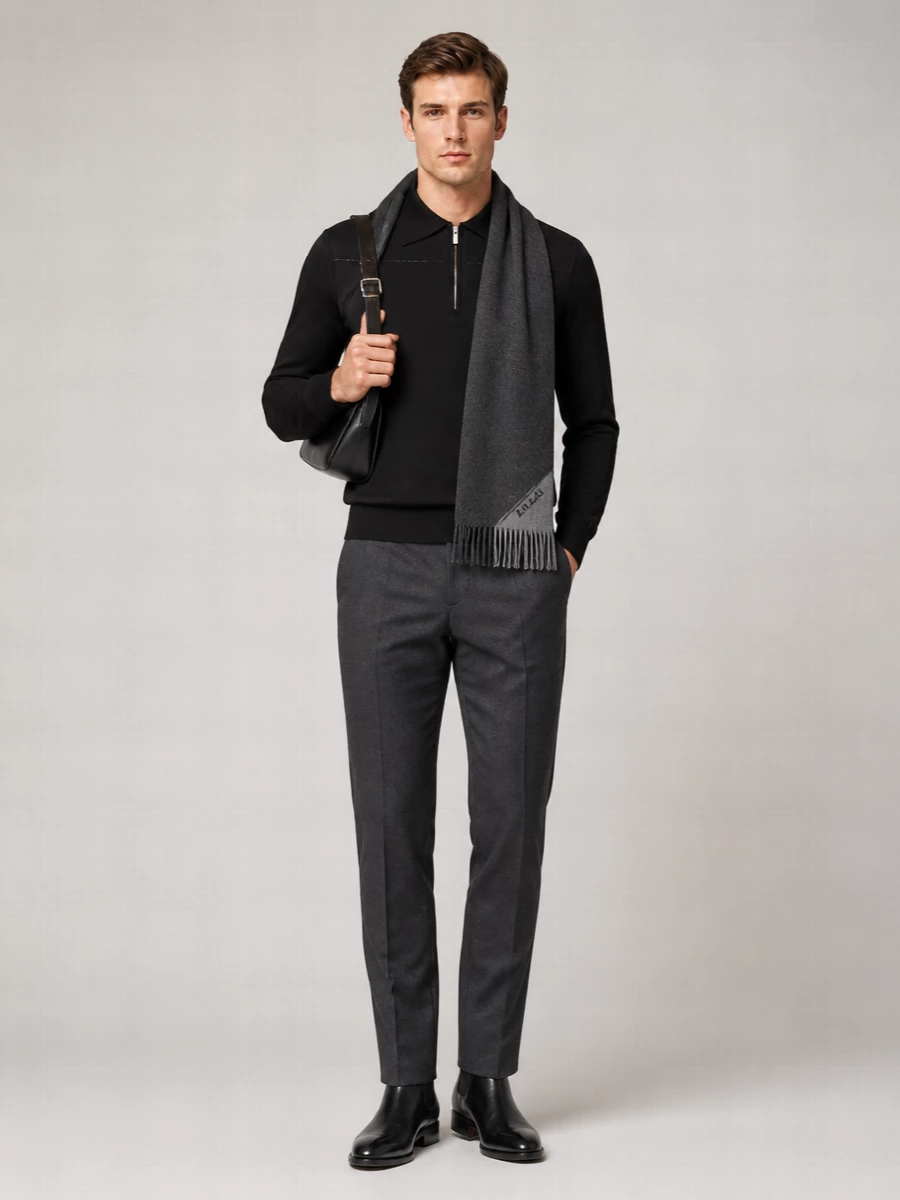 Lardini Wool Silk Cashmere Half-Zip Polo Sweater