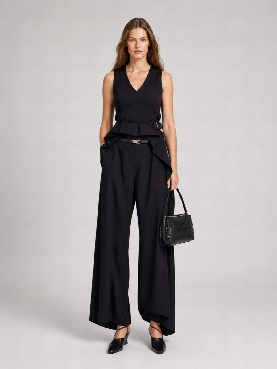 Jw Anderson Asymmetric V-Neck Satin Top