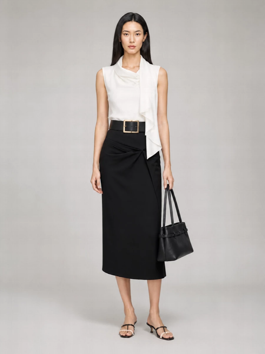 Max Mara Cotton Satin Asymmetric Skirt