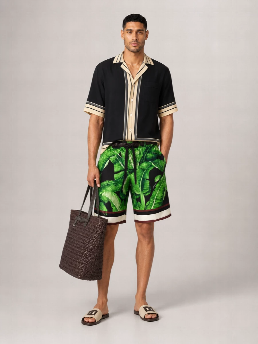 Dolce&Gabbana Silk Printed Bermuda Shorts