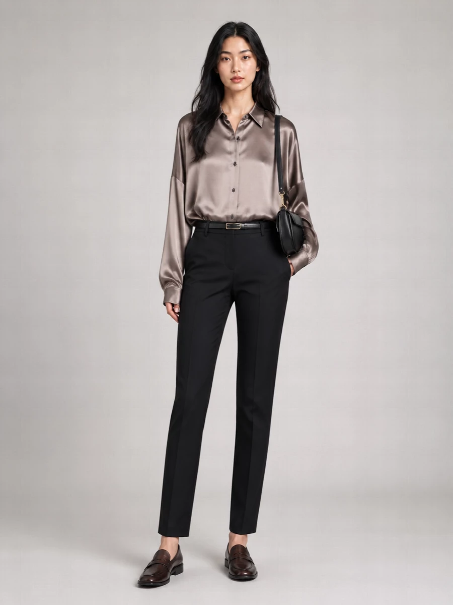 Dries Van Noten Silk Wool Cropped Flared Tailored Trousers