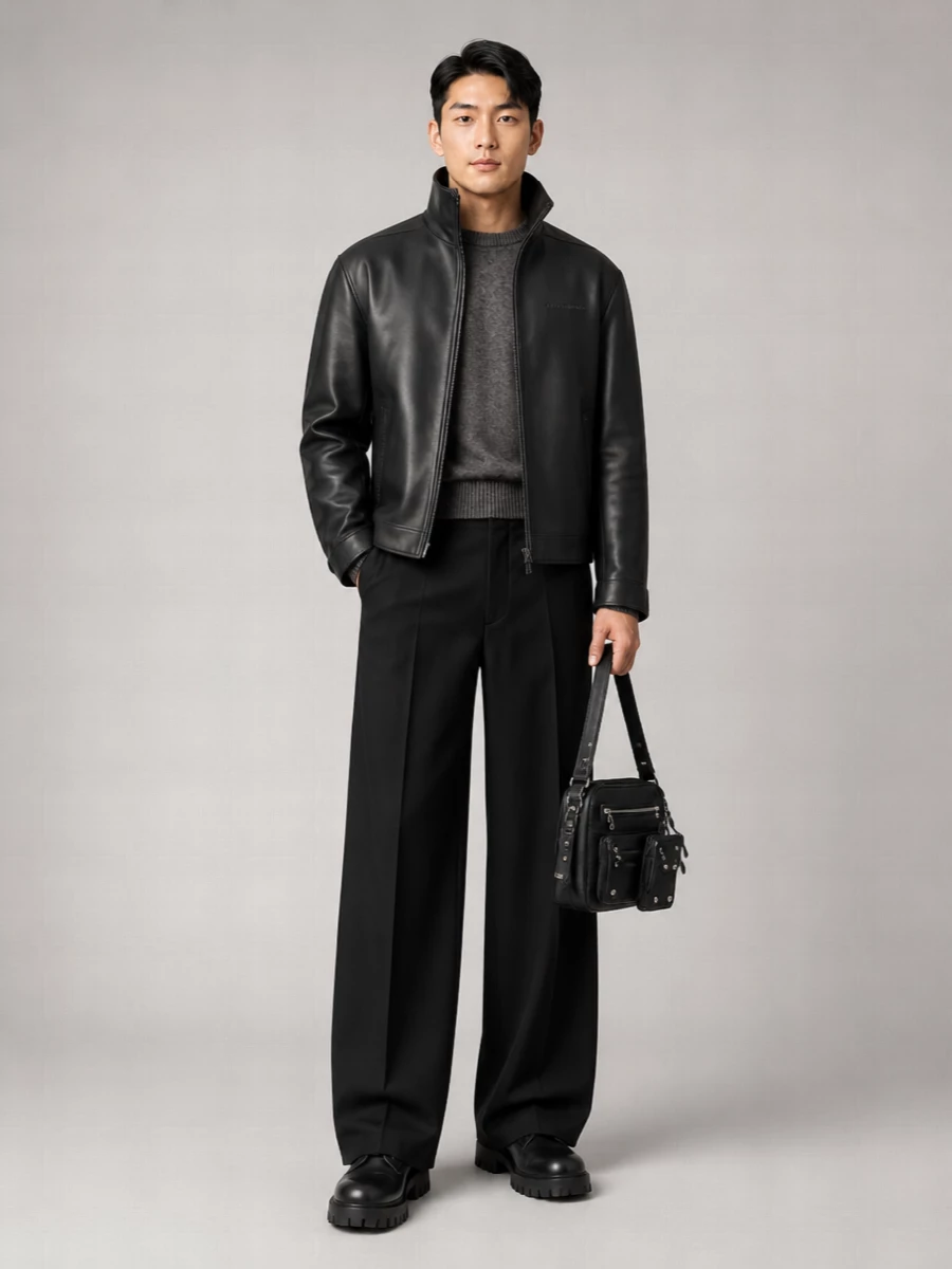 Balenciaga Lamb Leather High-Neck Jacket