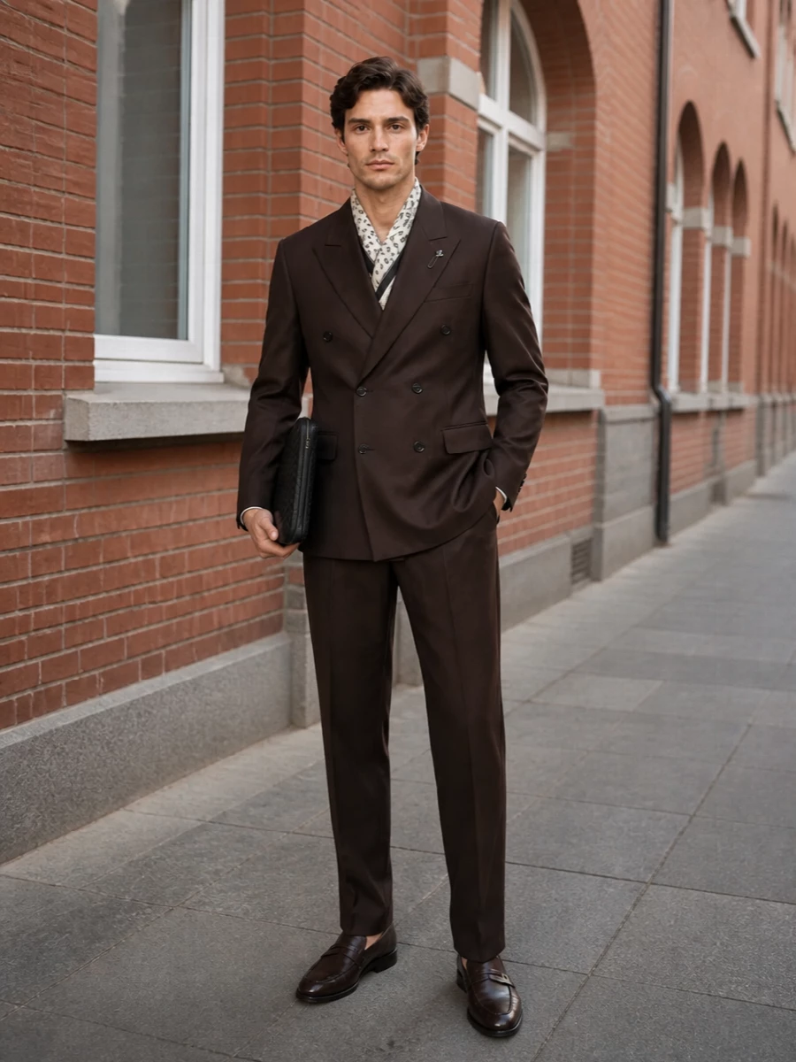 Lardini brown double breasted blazer trousers