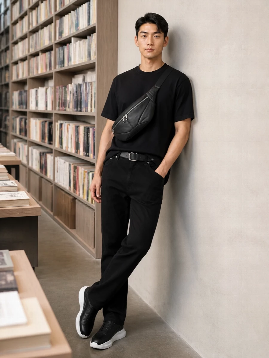 Rick owens black jeans longline tee sneakers