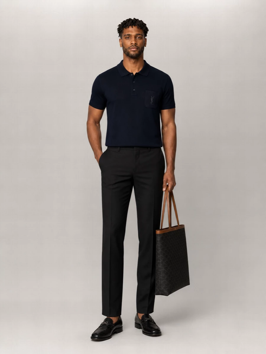 Saint Laurent Cotton Piqué Oversized Short-Sleeve Polo Shirt
