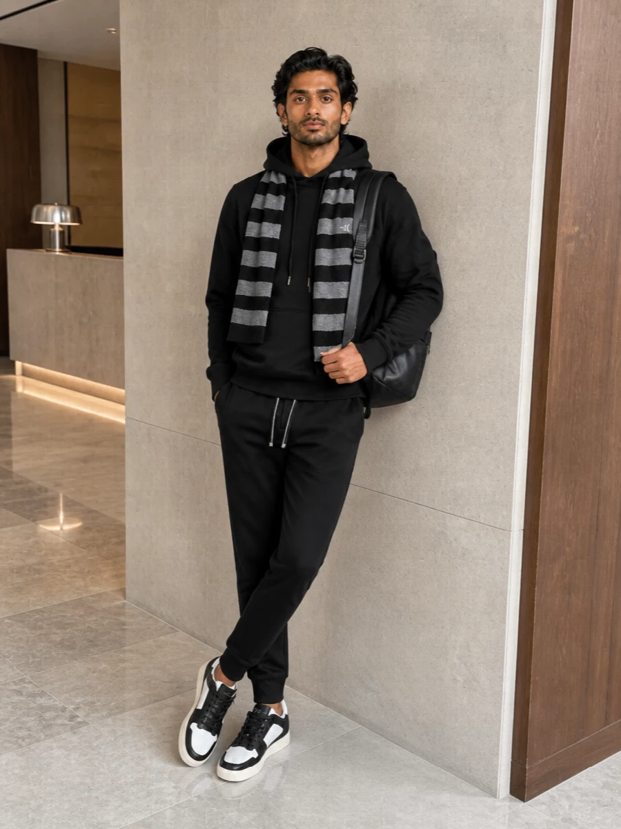Calvin klein hoodie black joggers white sneakers