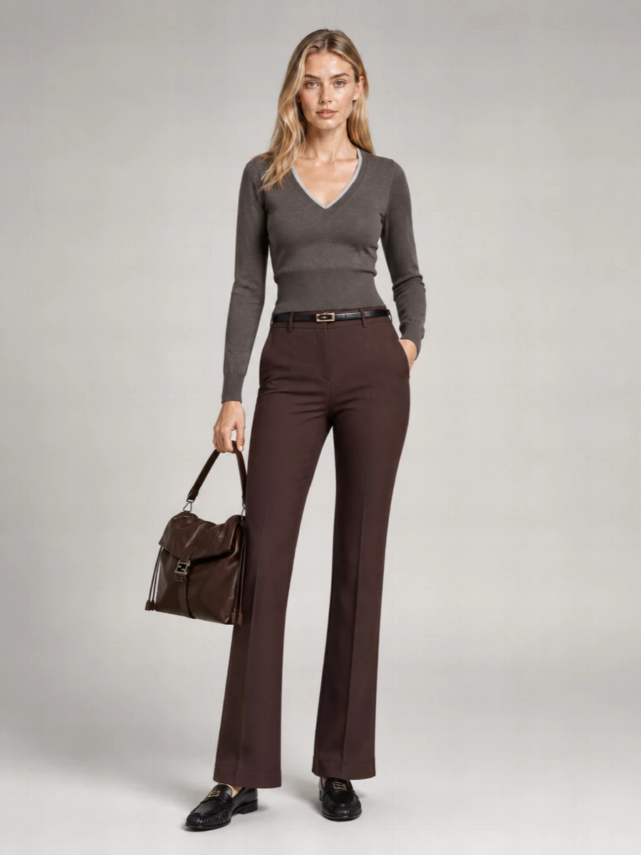 Fendi Cashmere Silk Ribbed V-Neck Long-Sleeve Jumper
