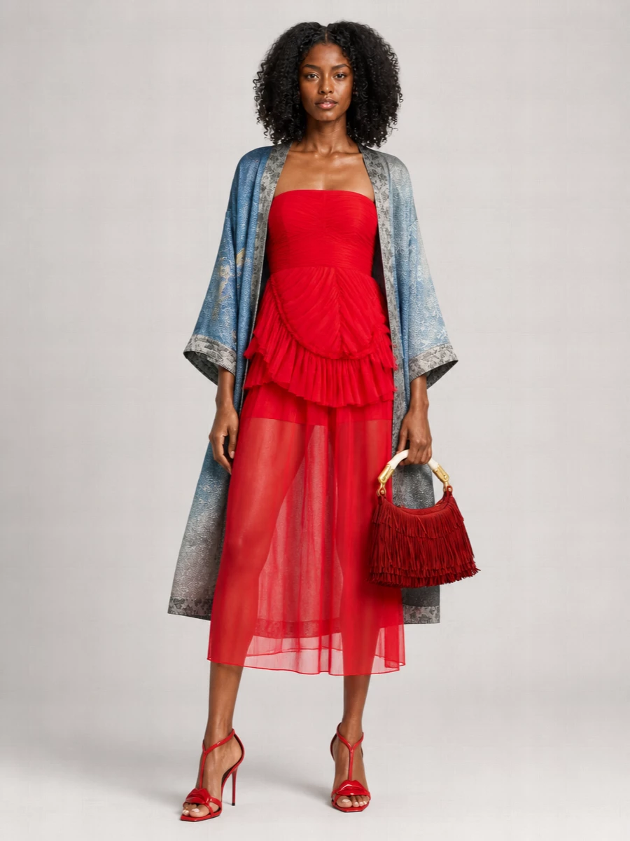 Balmain Ebene Mini Leather Fringed Shoulder Bag