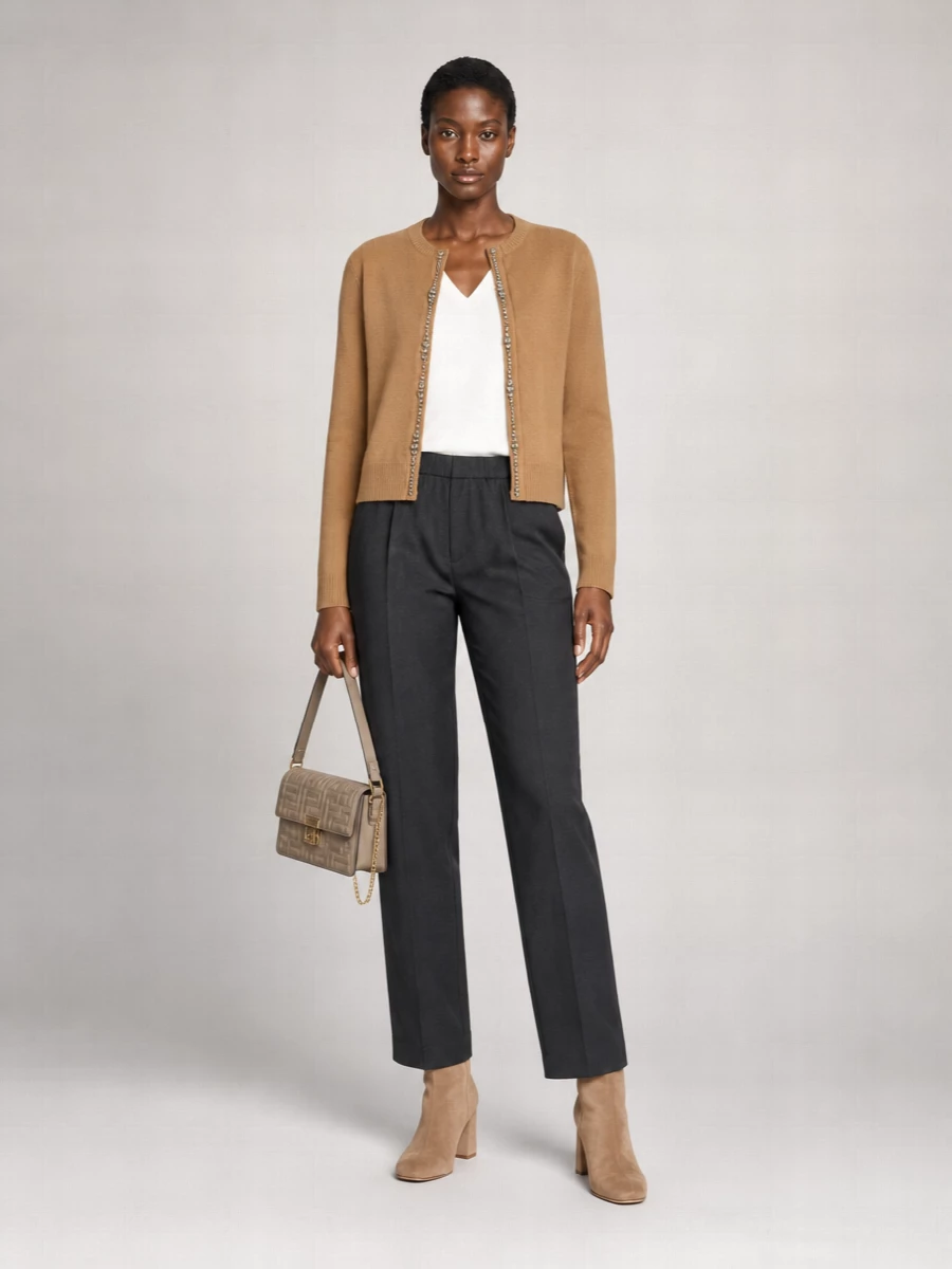 Fabiana Filippi Cashmere Silk Wool Knit Long-Sleeve Zip Jacket