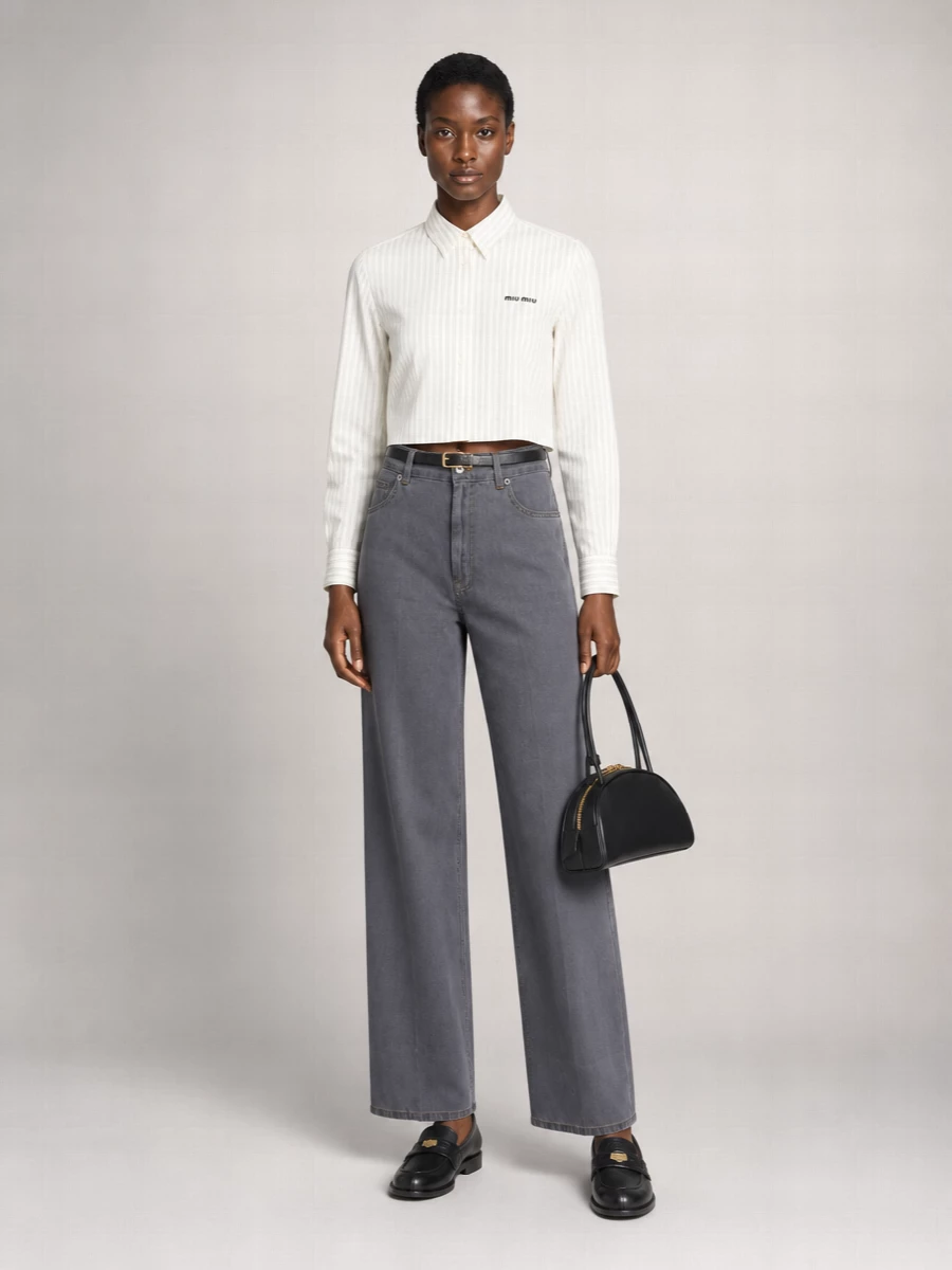 Miu Miu Denim Wide-Leg Trousers