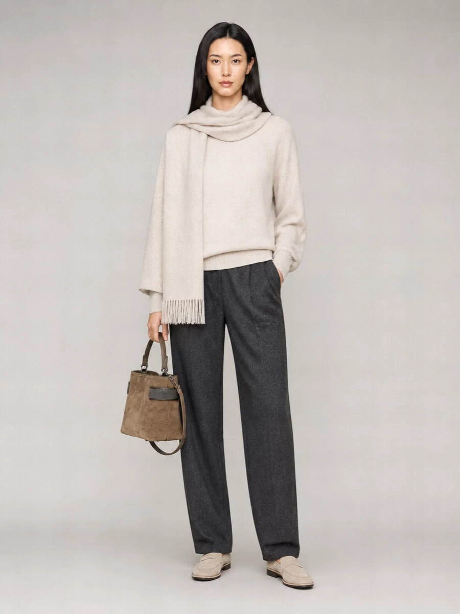 Brunello Cucinelli Wool Pleated Straight-Leg Pants