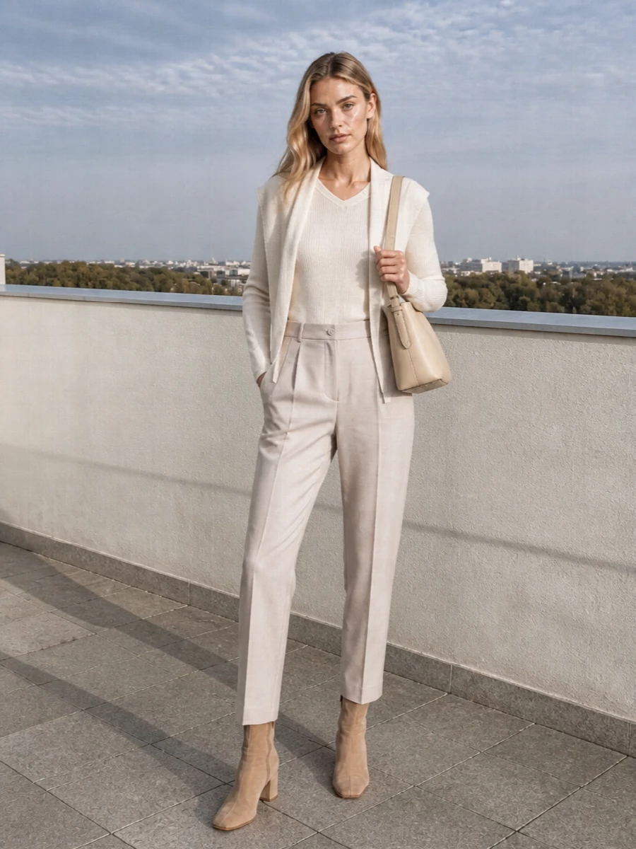 Semicouture ivory knit beige trousers outfit