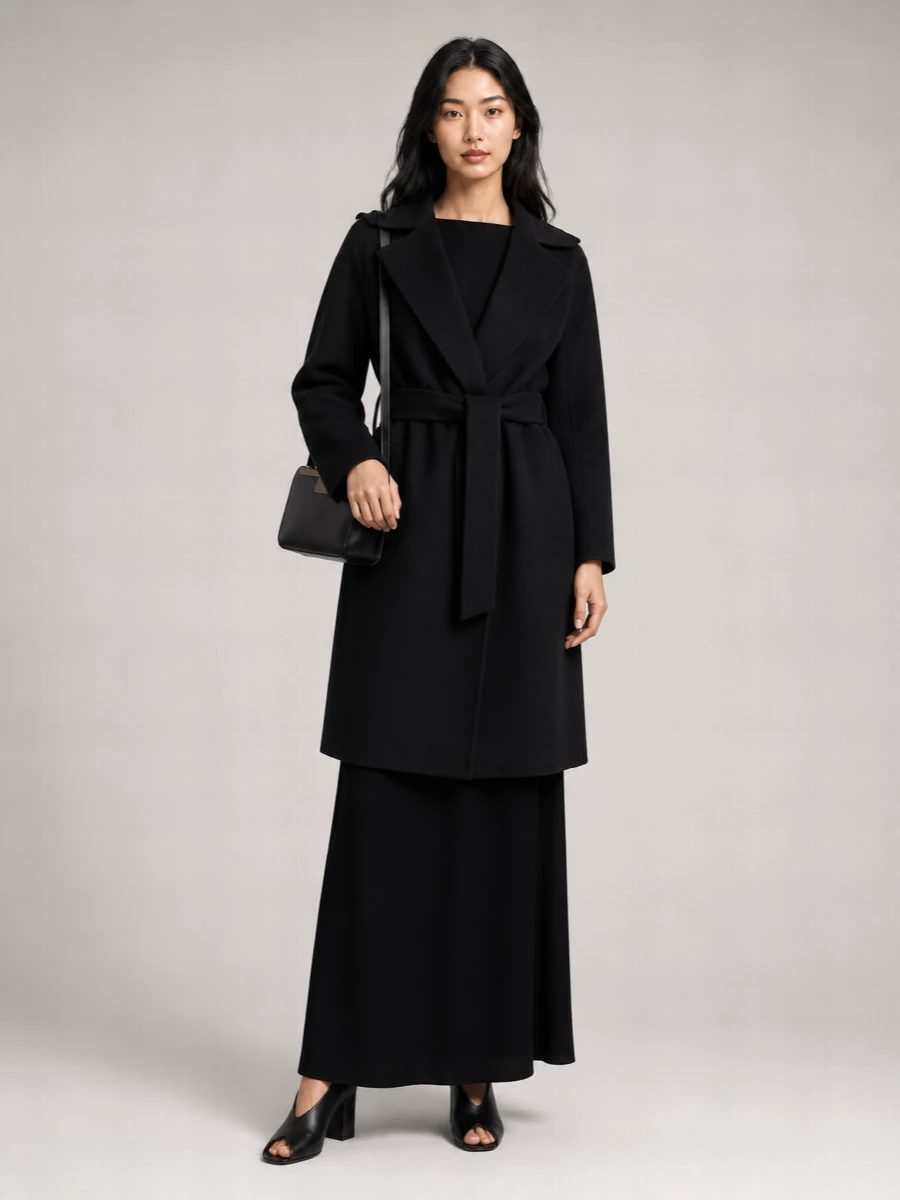 S Max Mara Cashmere Virgin Wool Midi Single Breasted Coat