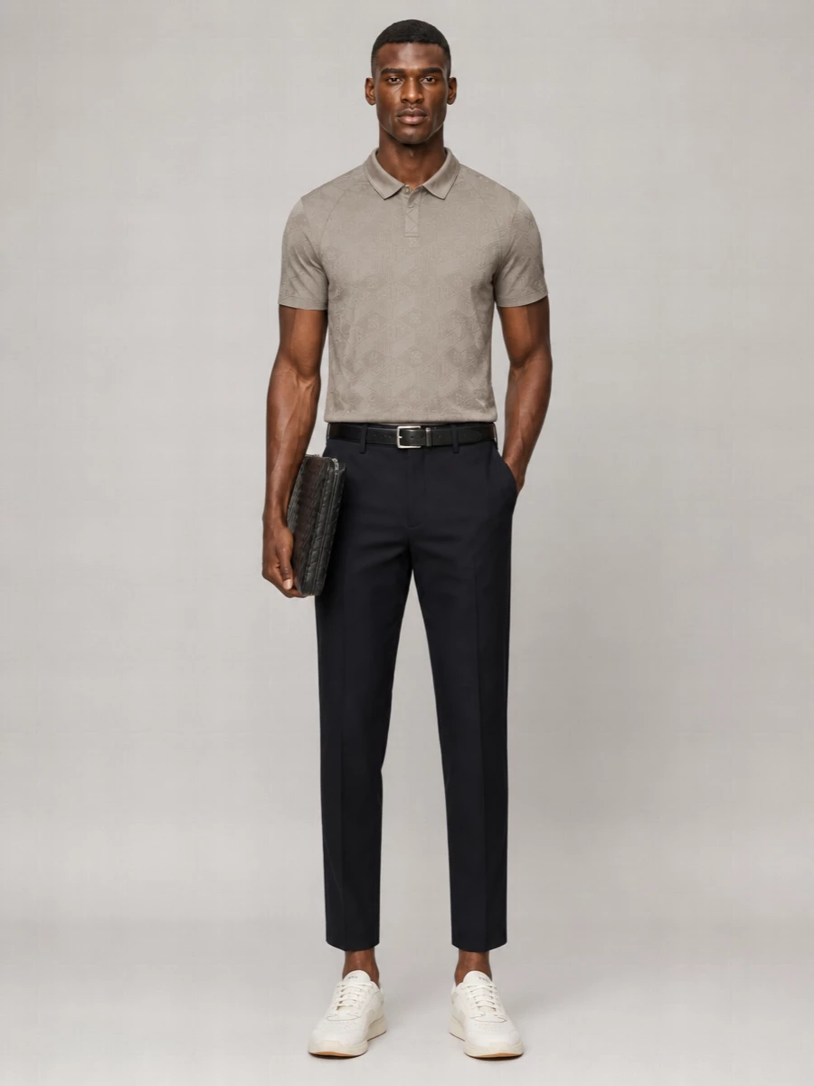 Boss Jacquard Knit Polo Shirt