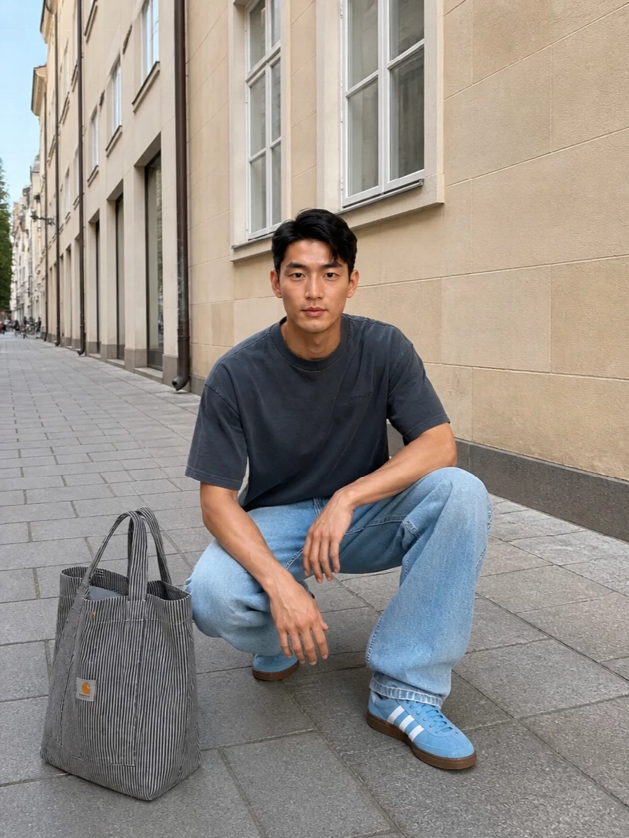 Carhartt jeans adidas terrace sneakers outfit