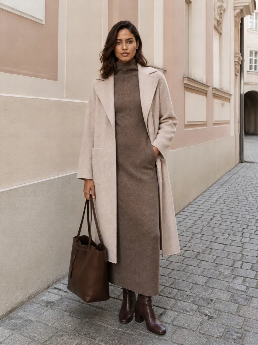 Max mara taupe knit dress brown ankle boots