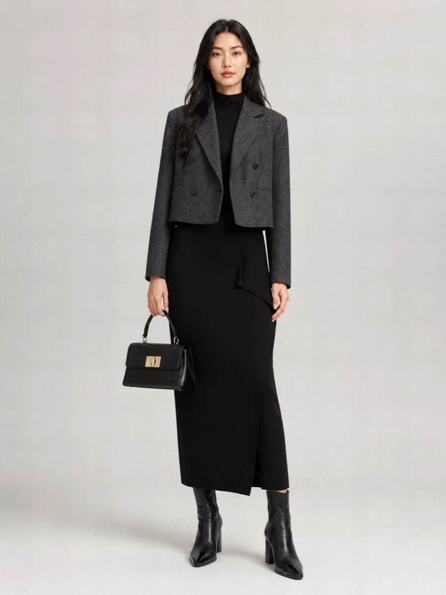Boss Double-Breasted Wool Blend Blazer With Peak Lapels