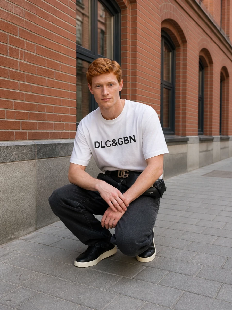 Dolce gabbana black jeans white logo tee outfit