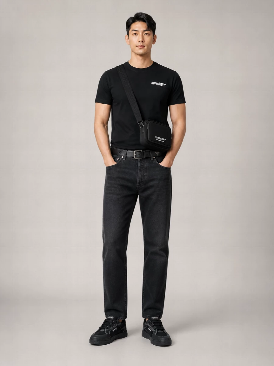 Off-White Cotton Crew-Neck Short-Sleeve T-Shirt