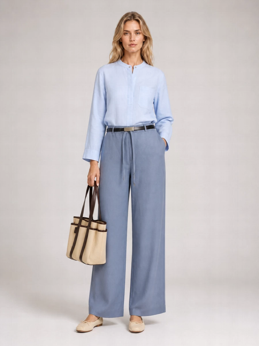 S Max Mara Linen Straight-Leg Drawstring Trousers