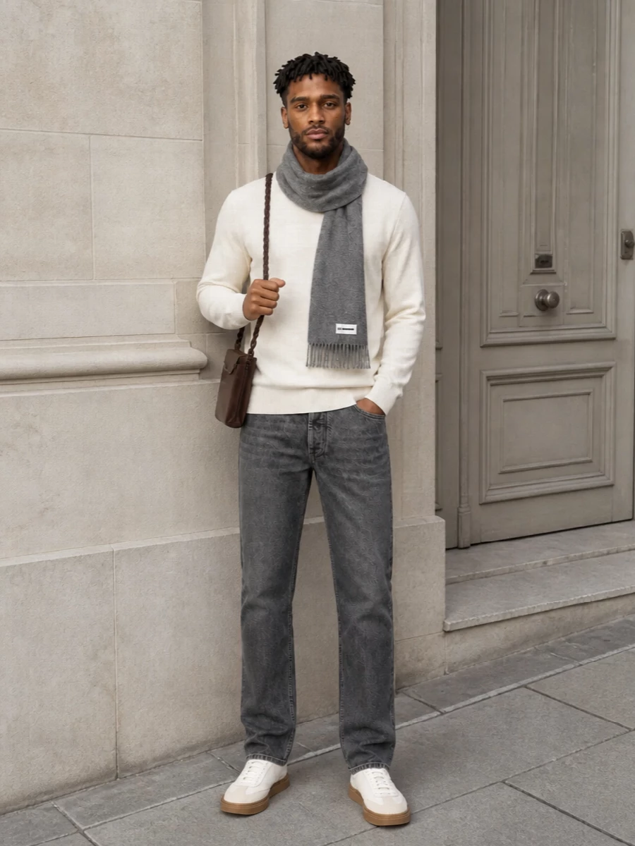 Brunello cucinelli jeans boss cream sweater outfit