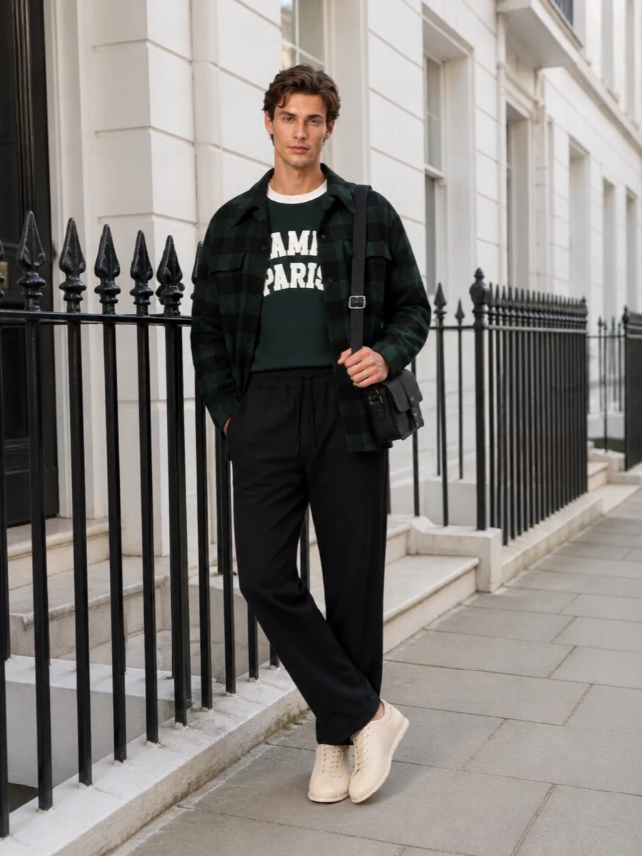 Ami paris overshirt black trousers sneakers