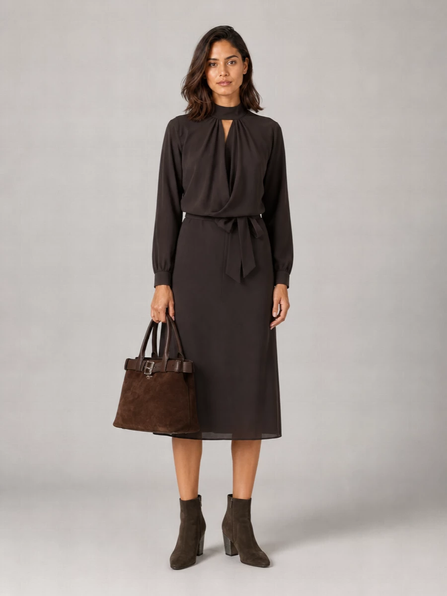 Prada Buckle Medium Cacao Suede Tote Bag