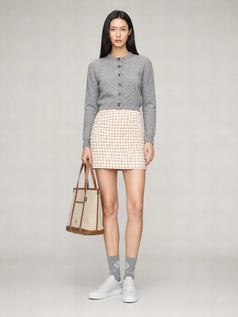 Rotate Cropped Cashmere Cardigan
