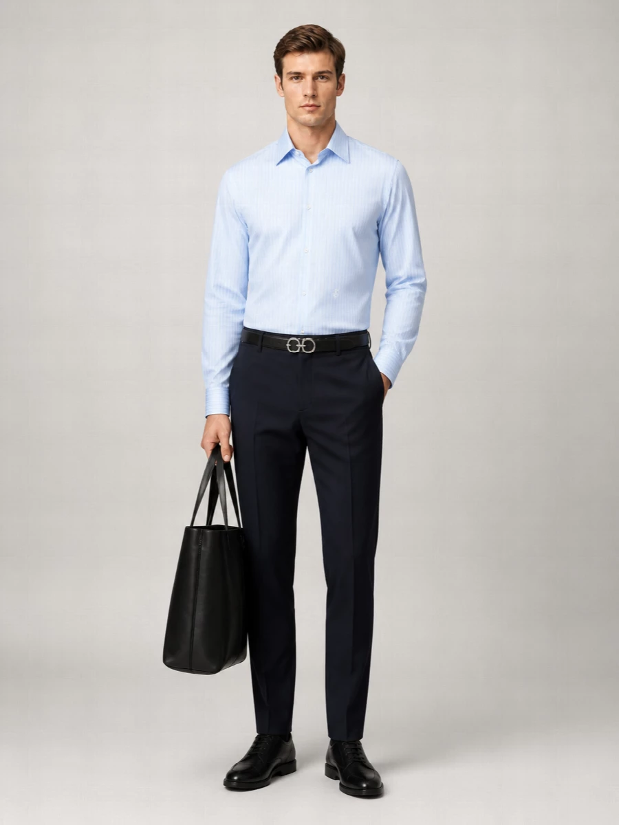 Jil Sander Striped Cotton Long-Sleeve Shirt