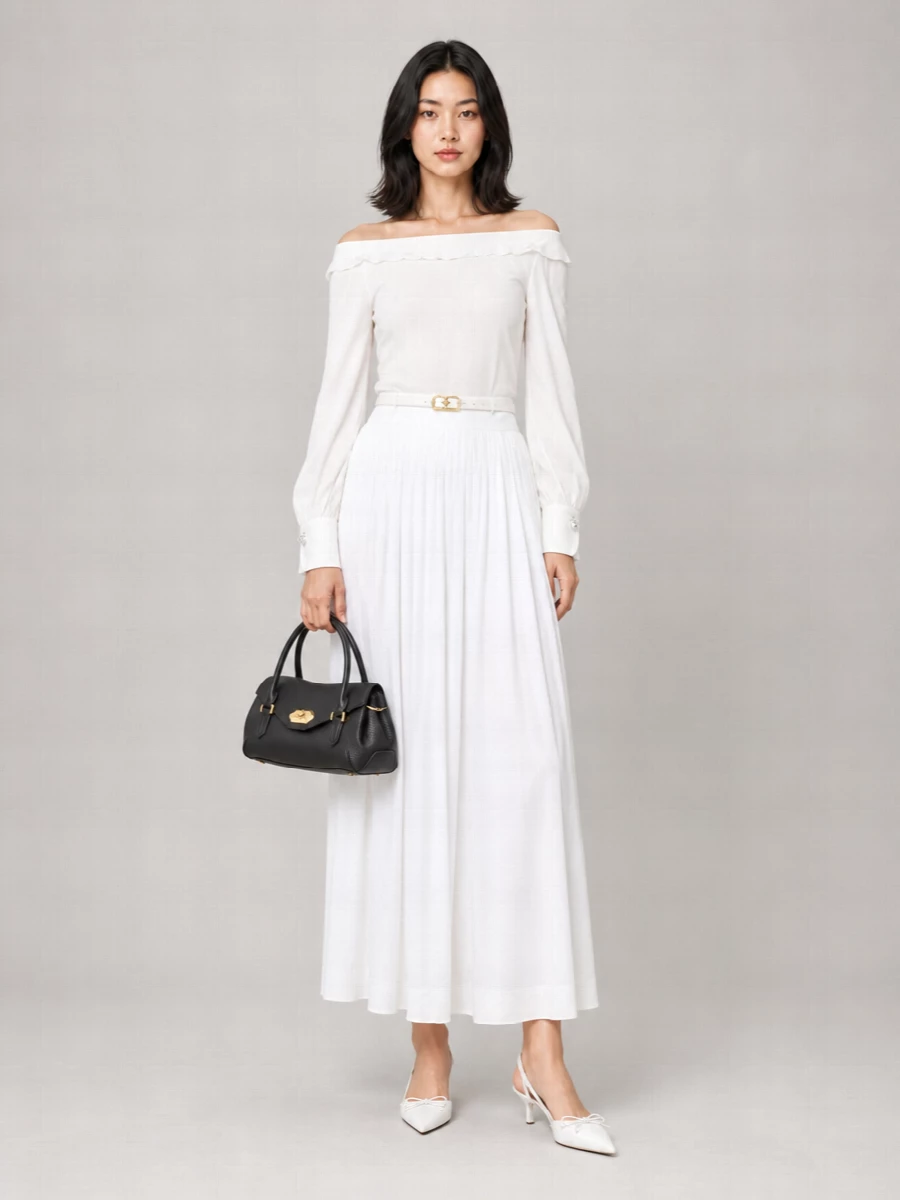 Lanvin Cotton Pleated Midi Skirt