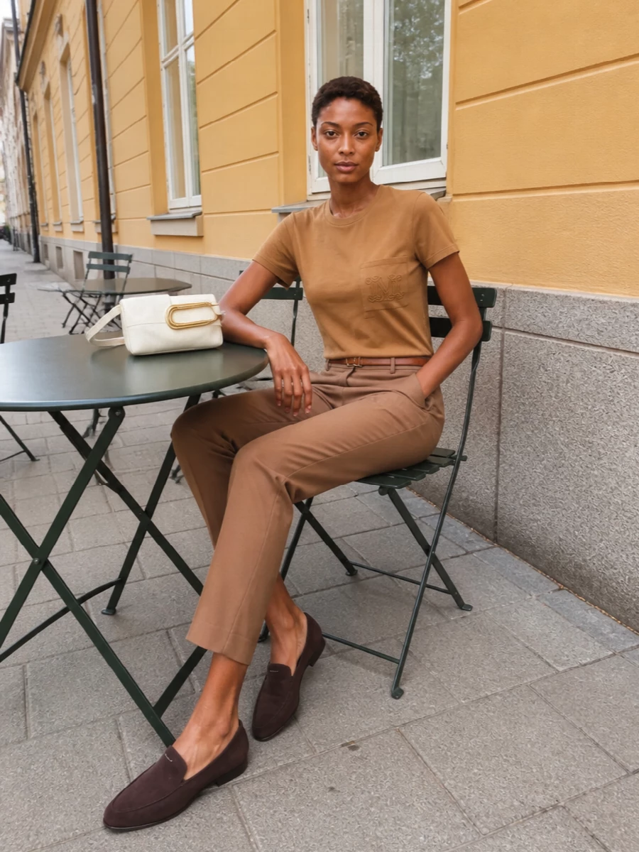 Max mara camel tee tailored trousers loafers