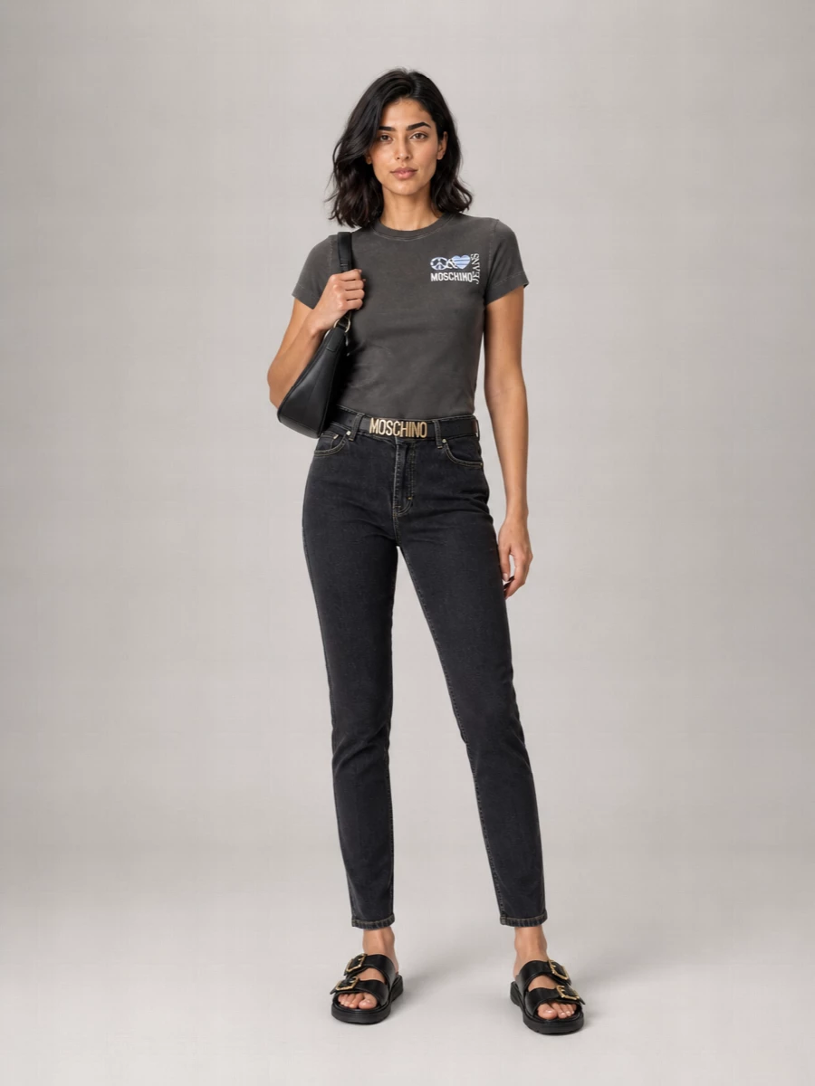 Moschino Leather Logo Belt