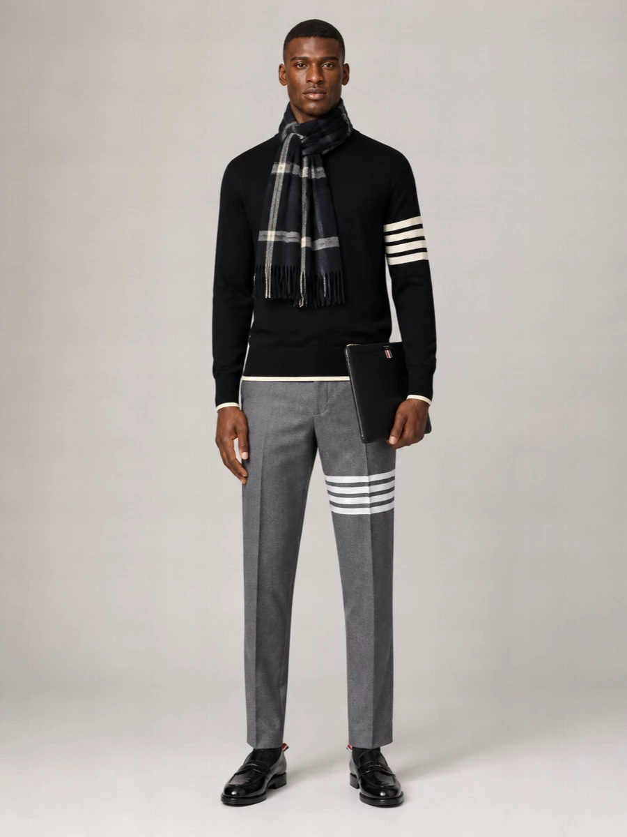 Thom Browne Ribbed Crewneck Wool Sweater