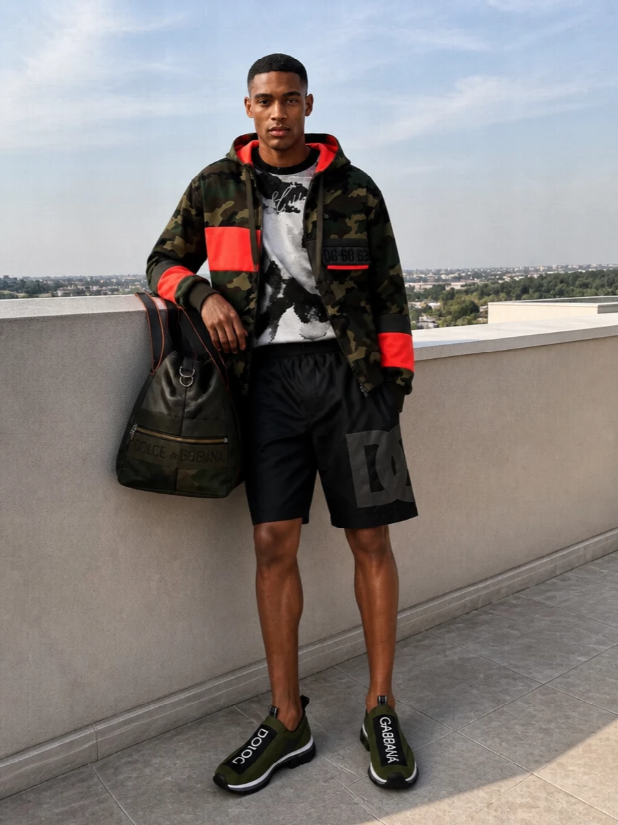 Dolce gabbana camo jacket streetwear outfit