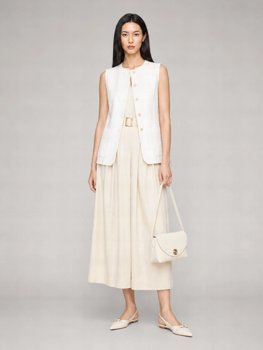 Semicouture Linen Sleeveless Vest