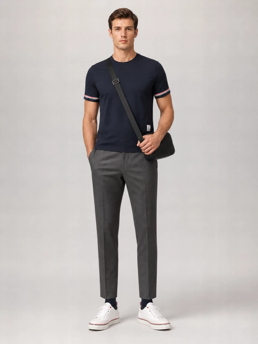 Thom Browne Cotton Striped Short-Sleeve Crew-Neck T-Shirt
