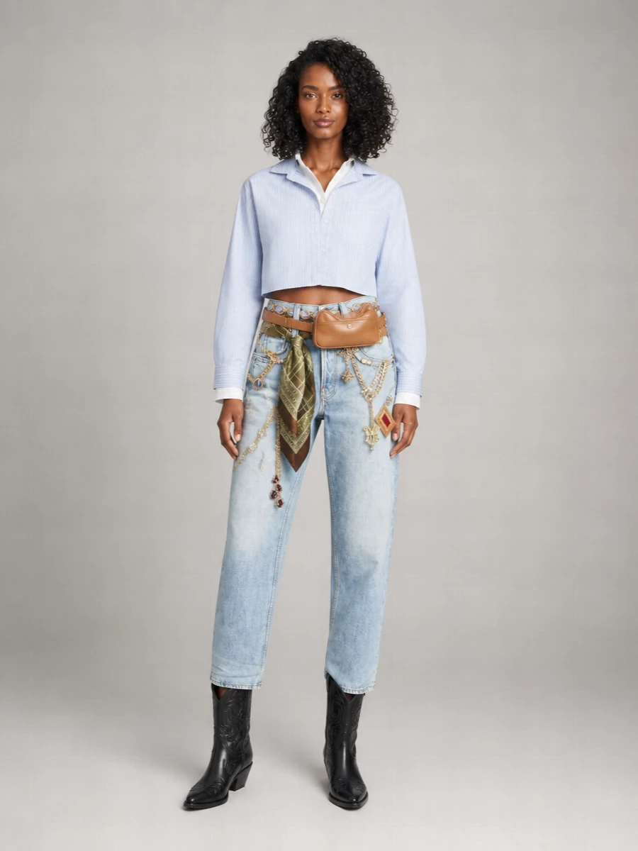 Acne Studios Leather Western Ankle Boots