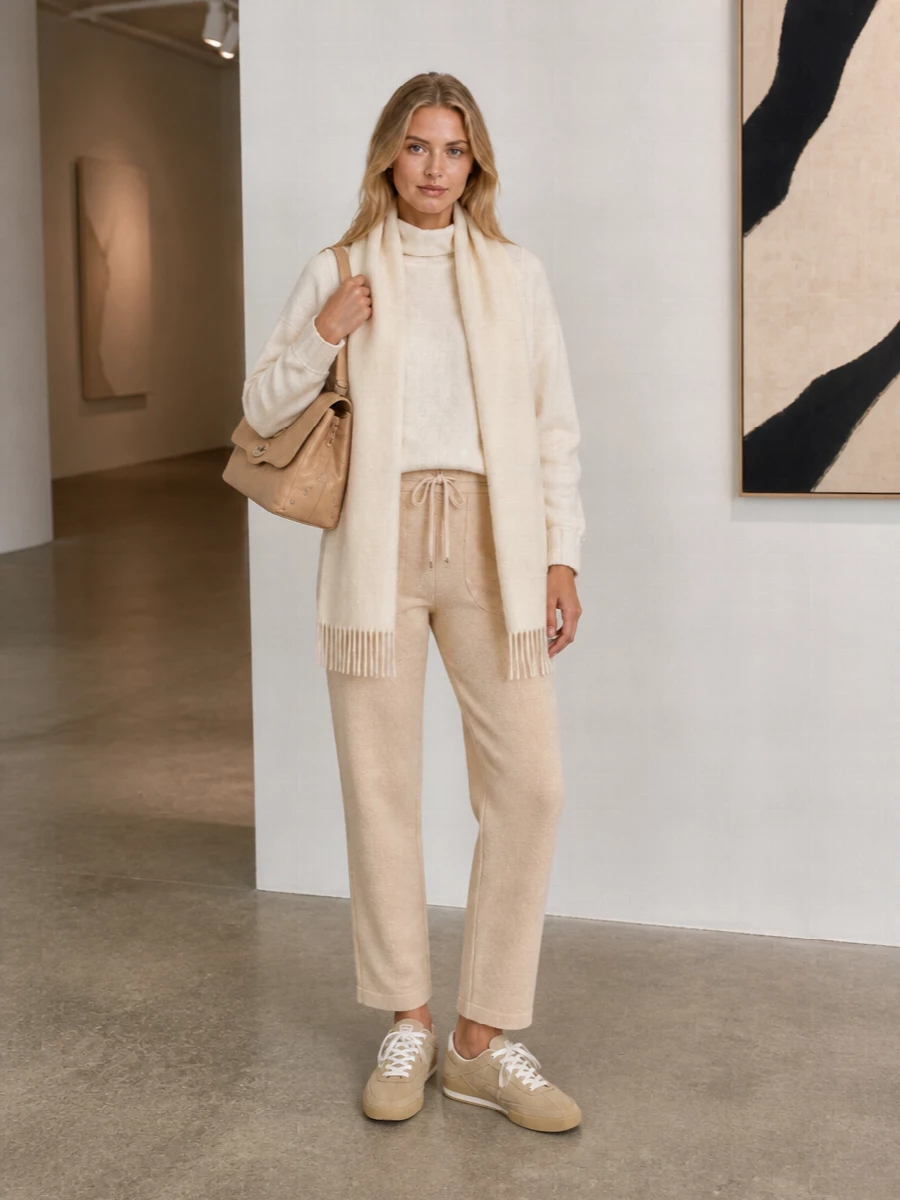 Elisabetta franchi joggers ivory knit chloe sneakers