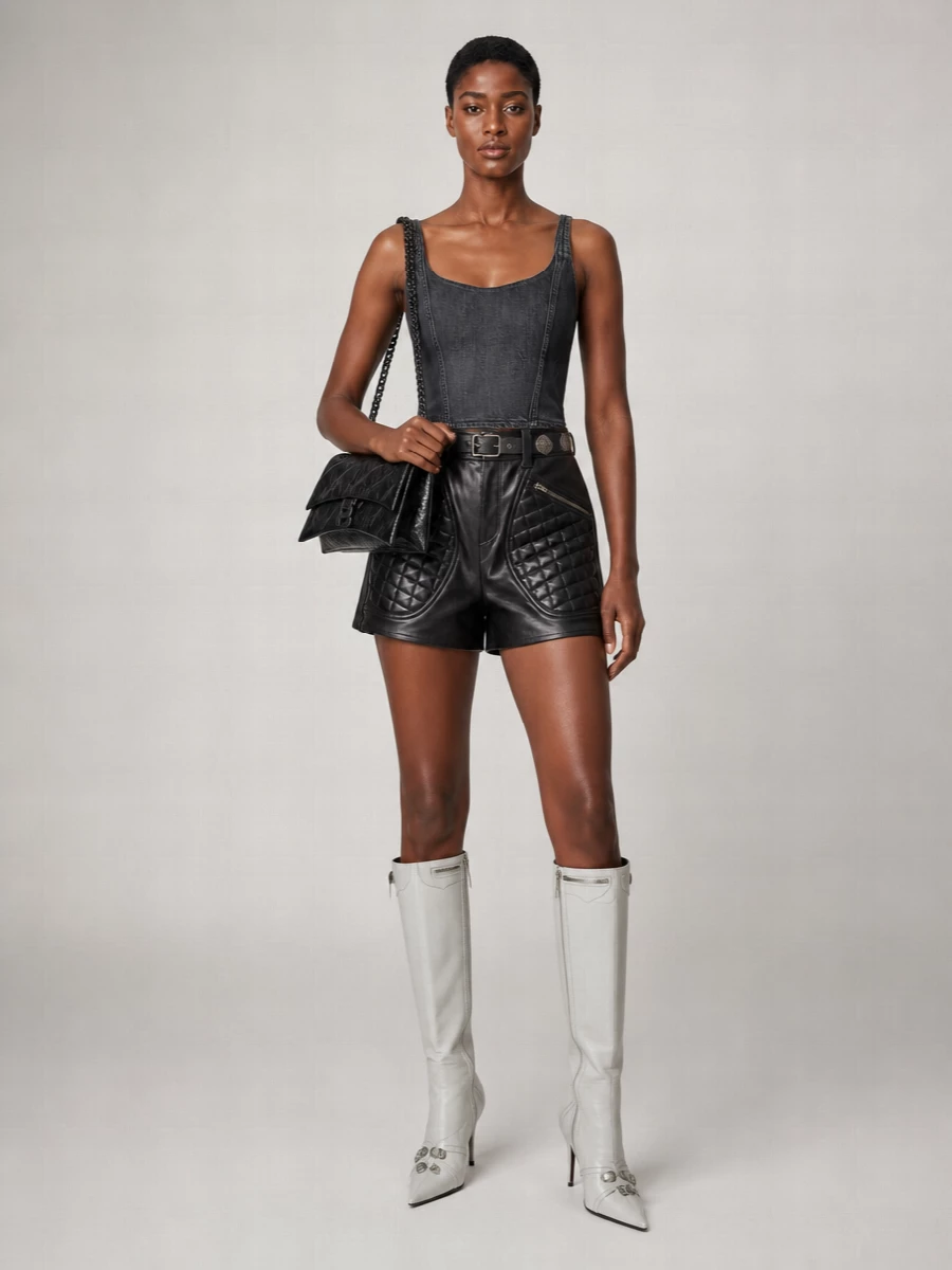 Balenciaga Leather Stud-Embellished Pointed-Toe Stiletto Boots