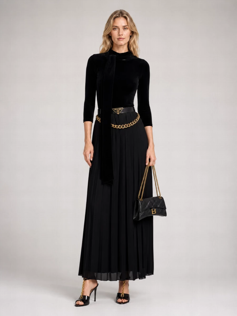 Balenciaga High-Rise Pleated Ankle-Length Skirt