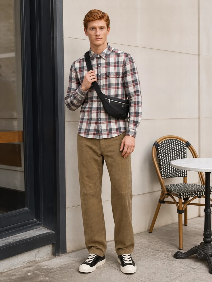 Rick owens flannel sand trousers sneakers