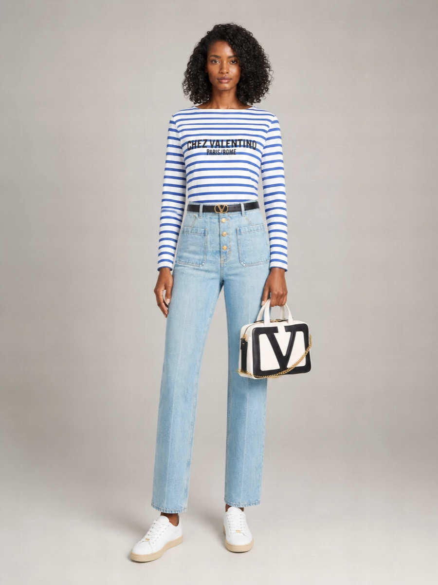 Valentino Cotton Long-Sleeve Printed T-Shirt