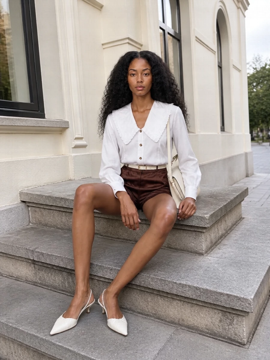 Ganni blouse dolce gabbana satin trousers outfit