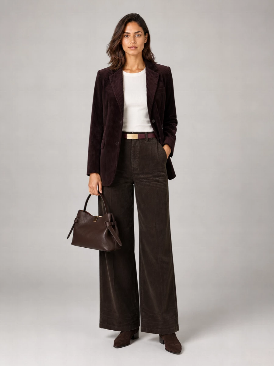 Alysi Corduroy Single-Breasted Blazer