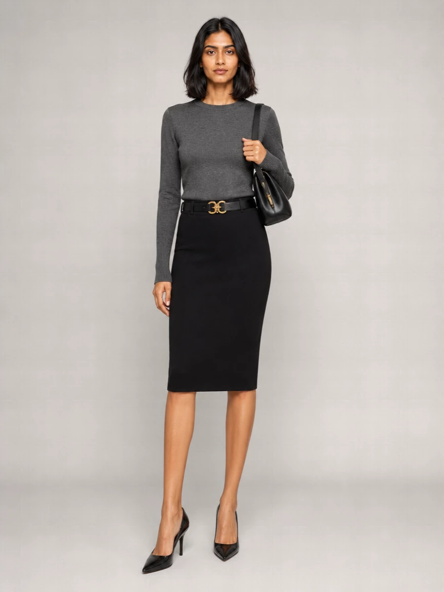 Pinko Ribbed Knit Pencil Skirt