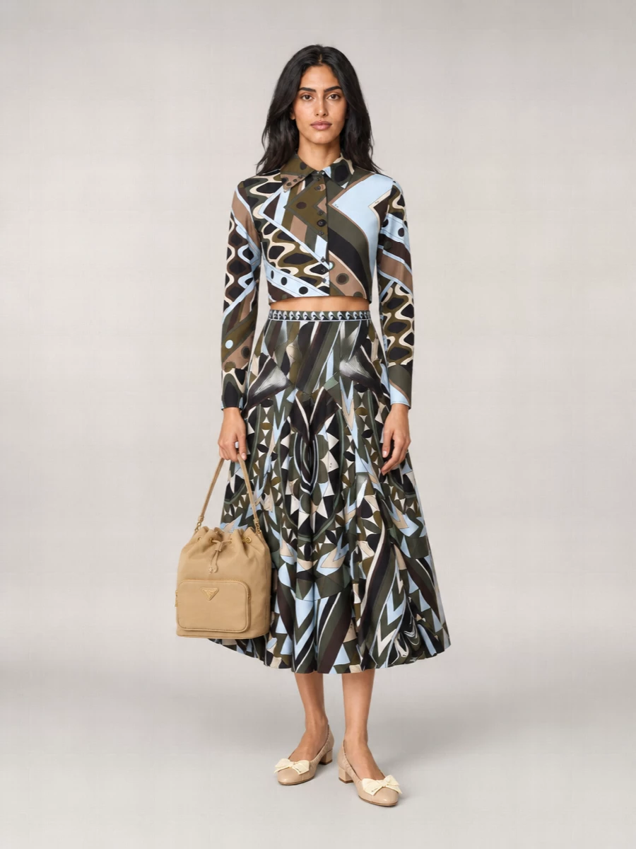 Pucci Silk Printed Wide-Leg Cropped Pants